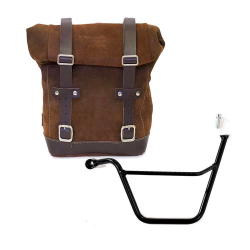 Bolsa lateral en piel dividida + armazón Triumph Bonneville t100 & Scrambler 900 sx U002+1005SX