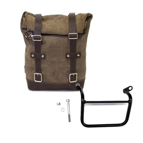 Bolsa lateral en piel dividida + marco izquierdo Triumph Scrambler 1200 XE & XC U002+1019SX