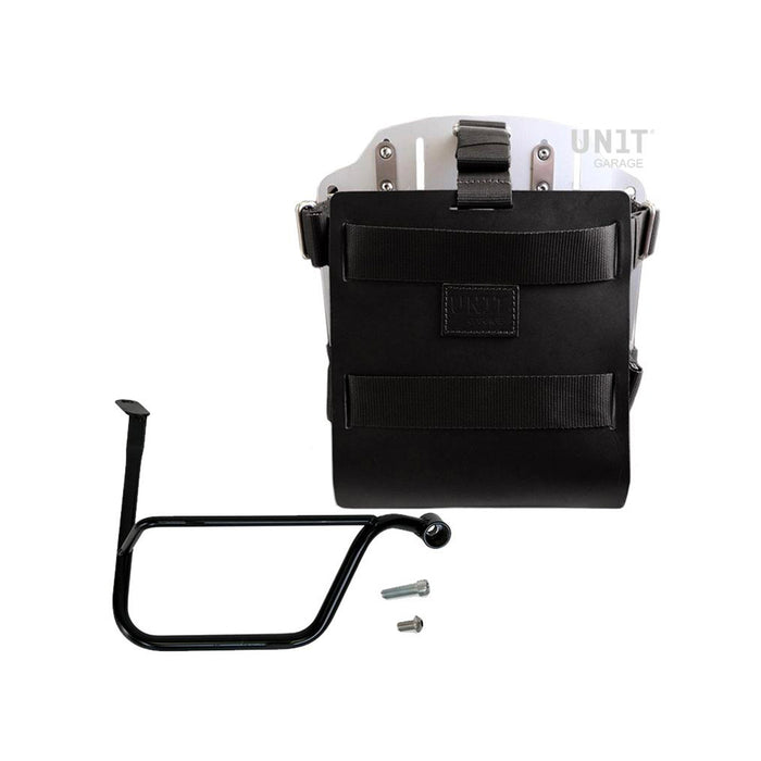 Portabolsa de aluminio con frontal de cuero ajustable, enganche rápido y marco U085+U000+1020DX