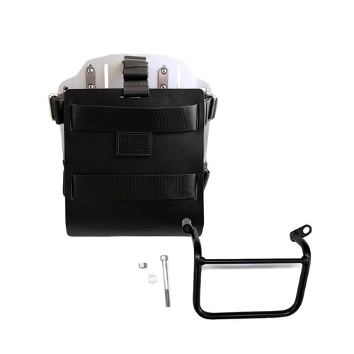 Portabolsa de aluminio con frontal de cuero ajustable, enganche rápido y marco U085+U000+1019SX