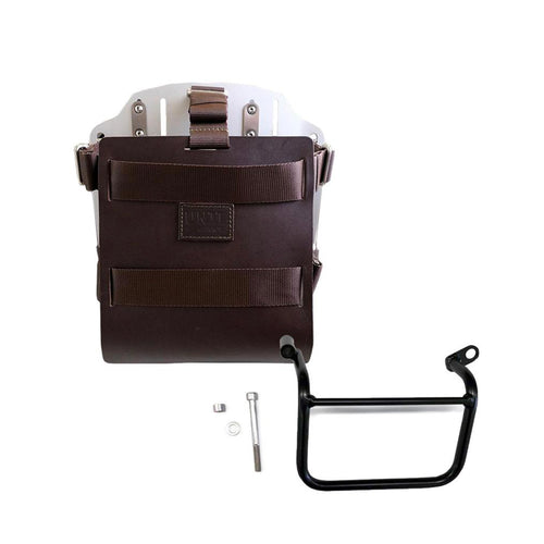 Portabolsa de aluminio con frontal de cuero ajustable, enganche rápido y marco U085+U000+1019SX