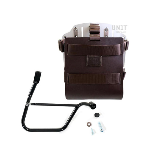 Portabolsa de aluminio con frontal de cuero ajustable, enganche rápido y marco U085+U000+1013DX