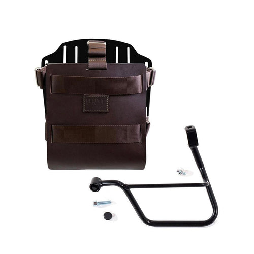 Portabolsa de aluminio con frontal de cuero ajustable, enganche rápido y marco U085+U000+1011SX