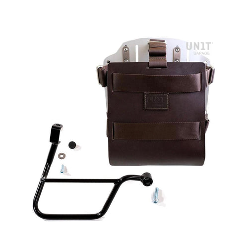 Portabolsa de aluminio con frontal de cuero ajustable, enganche rápido y marco U085+U000+1011DX