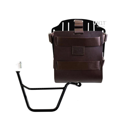 Portabolsa de aluminio con frontal de cuero ajustable, enganche rápido y marco U085+U000+1005DX