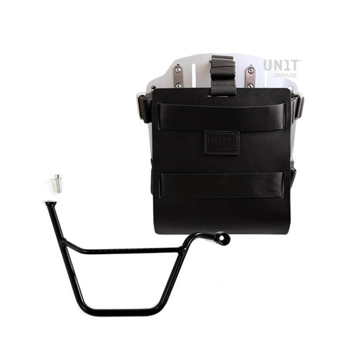 Portabolsa de aluminio con frontal de cuero ajustable, enganche rápido y marco U085+U000+1005DX