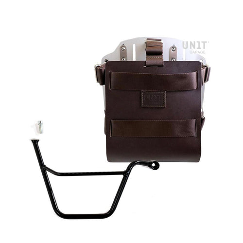 Portabolsa de aluminio con frontal de cuero ajustable, enganche rápido y marco U085+U000+1005DX