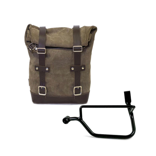 Bolso lateral dividido en cuero + armazón Triumph Street Twin 900 U002+1017SX